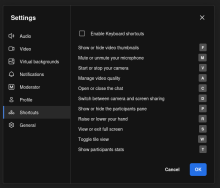 disable shortcuts